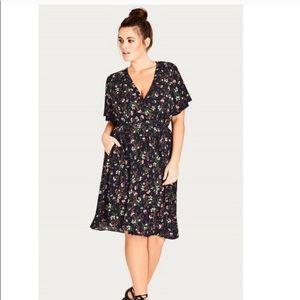 City Chic Floral Wrap Dress